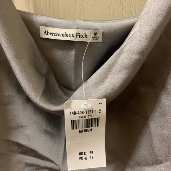 NWT Silk-like silver cowl neck spaghetti strap with strap across - Picture 2 of 4